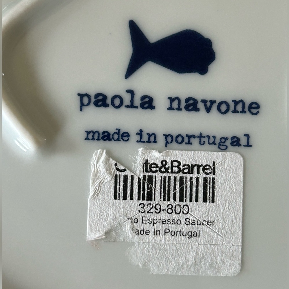Paola Navone Crate&Barrel Blue and White Como Espresso Cups and Saucers - Picture 5 of 7